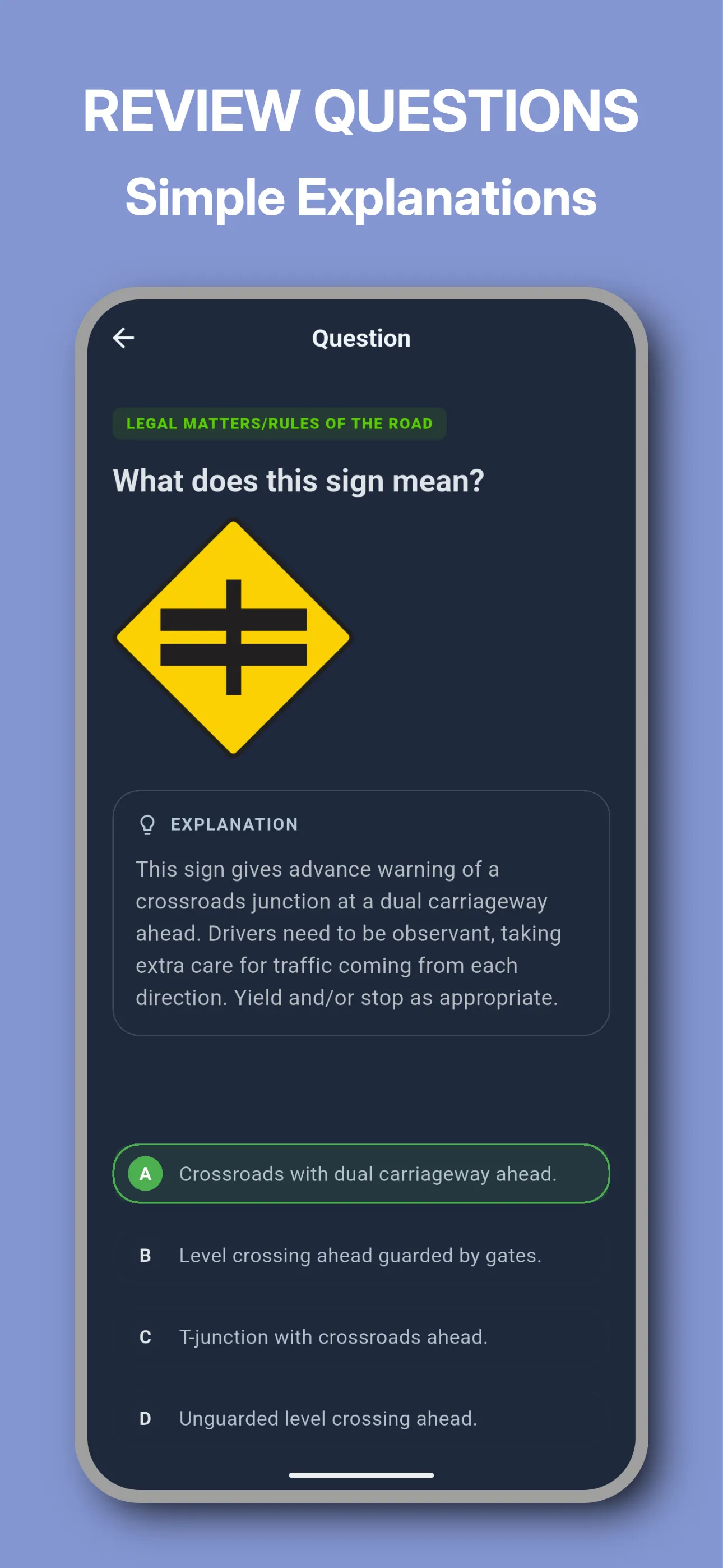 Question review screen